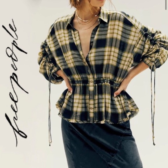 Free People Tops - Free People Boho Pacific Dawn plaid shirt Small
